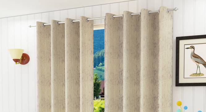Olivia Door Curtain - Set Of 2 (Wine, 112 x 274 cm  (44" x 108") Curtain Size) by Urban Ladder - Design 1 Half View - 322241