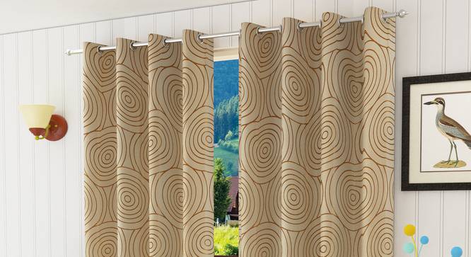 Sage Door Curtain - Set Of 2 (Gold, 112 x 274 cm  (44" x 108") Curtain Size) by Urban Ladder - Design 1 Half View - 322280