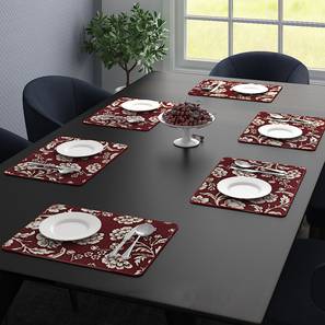 Table Mat Design Maroon Cotton Inches Table Mat - Set of