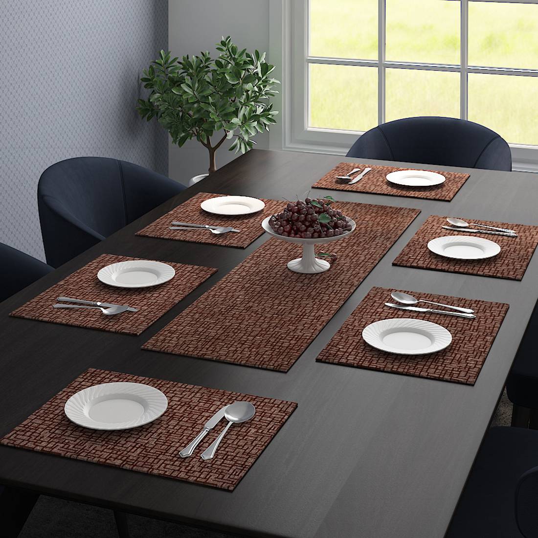 Rectangle Serving Mats Table Protectors in Brown Mat Acrylic Centerpiece 