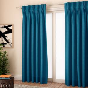 Blue Curtains Design Milano Door Curtains - Set Of 2 (Blue, 71 x 213 cm (28"x84")  Curtain Size, American Pleat)