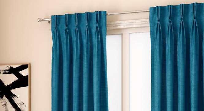 Milano Door Curtains - Set Of 2 (Blue, 112 x 213 cm  (44" x 84") Curtain Size) by Urban Ladder - Design 1 Full View - 324362