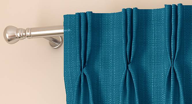 Milano Window Curtains - Set Of 2 (Blue, 112 x 152 cm  (44" x 60") Curtain Size) by Urban Ladder - Front View Design 1 - 324369