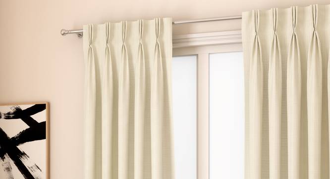 Milano Window Curtains - Set Of 2 (Cream, 112 x 152 cm  (44" x 60") Curtain Size) by Urban Ladder - Design 1 Full View - 324380