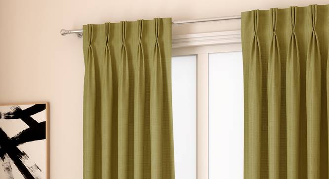 Milano Window Curtains - Set Of 2 (Green, 112 x 152 cm  (44" x 60") Curtain Size) by Urban Ladder - Design 1 Full View - 324386
