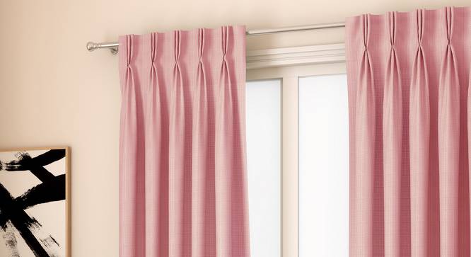 Milano Window Curtains - Set Of 2 (Pink, 112 x 152 cm  (44" x 60") Curtain Size) by Urban Ladder - Design 1 Full View - 324398