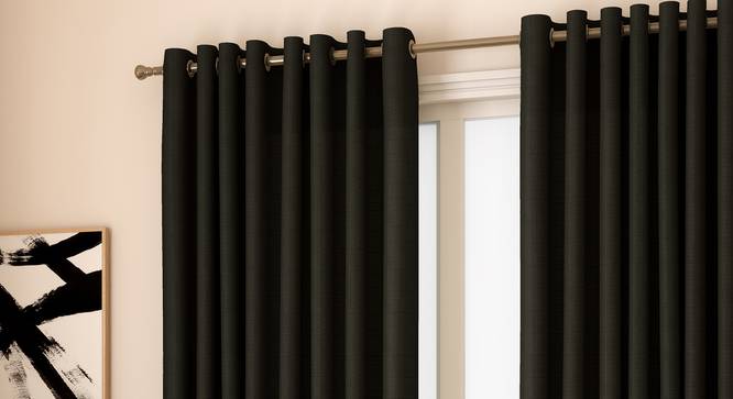 Milano Window Curtains - Set Of 2 (Charcoal, 112 x 152 cm  (44" x 60") Curtain Size) by Urban Ladder - Design 1 Full View - 324448