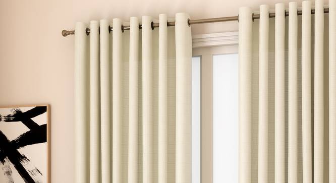 Milano Window Curtains - Set Of 2 (Cream, 112 x 152 cm  (44" x 60") Curtain Size) by Urban Ladder - Design 1 Full View - 324454