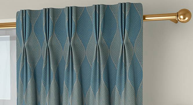 Abetti Door Curtains - Set Of 2 (Turquoise, 112 x 274 cm  (44" x 108") Curtain Size) by Urban Ladder - Front View Design 1 - 324473