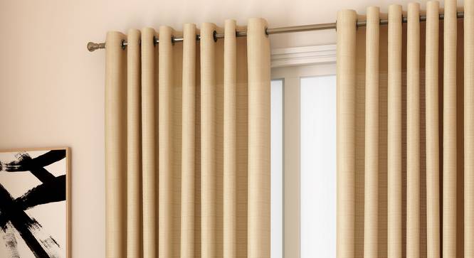 Milano Window Curtains - Set Of 2 (112 x 152 cm  (44" x 60") Curtain Size, Sandal) by Urban Ladder - Design 1 Full View - 324489