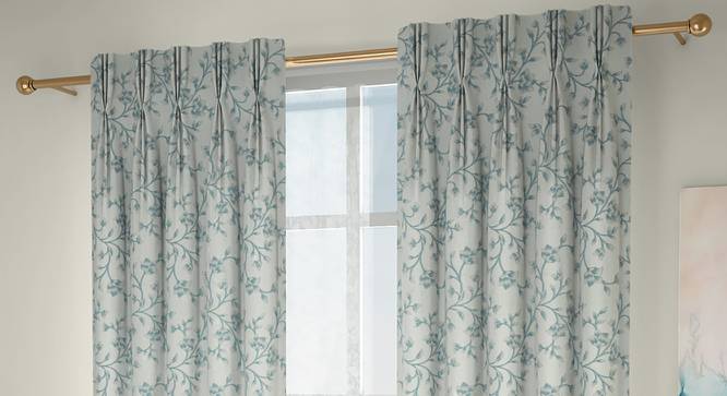 Pazaz Door Curtains - Set Of 2 (Turquoise, 112 x 213 cm  (44" x 84") Curtain Size) by Urban Ladder - Design 1 Full View - 324519