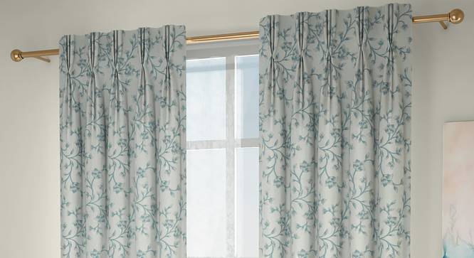 Pazaz Window Curtains - Set Of 2 (Turquoise, 112 x 152 cm  (44" x 60") Curtain Size) by Urban Ladder - Design 1 Full View - 324531