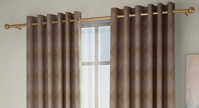 Abetti Door Curtains - Set Of 2 (Brown, 112 x 274 cm  (44" x 108") Curtain Size) by Urban Ladder - Design 1 Full View - 324542