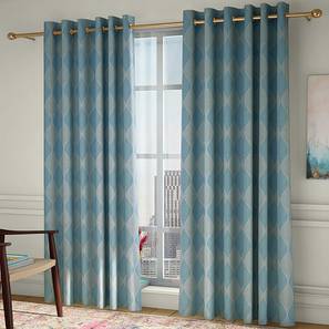 All Curtains Design Turquoise Poly Cotton Door Curtain