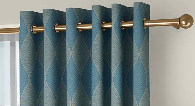 Abetti Door Curtains - Set Of 2 (Turquoise, 112 x 213 cm  (44" x 84") Curtain Size) by Urban Ladder - Front View Design 1 - 324606