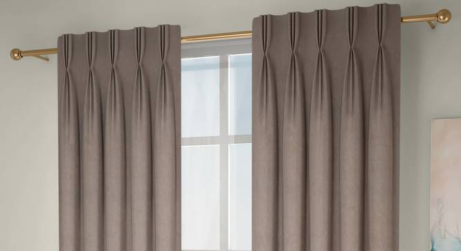 Amber Blackout Door Curtains - Set Of 2 (Beige, 112 x 213 cm  (44" x 84") Curtain Size) by Urban Ladder - Design 1 Full View - 324711