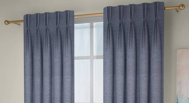 Windermere Blackout Window Curtains - Set Of 2 (Blue, 112 x 152 cm  (44" x 60") Curtain Size) by Urban Ladder - Design 1 Full View - 324739