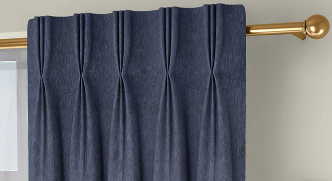 Amber Blackout Door Curtains - Set Of 2 (Blue, 112 x 213 cm  (44" x 84") Curtain Size) by Urban Ladder - Front View Design 1 - 324782