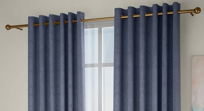 Amber Blackout Door Curtains - Set Of 2 (Blue, 112 x 213 cm  (44" x 84") Curtain Size) by Urban Ladder - Design 1 Full View - 324889