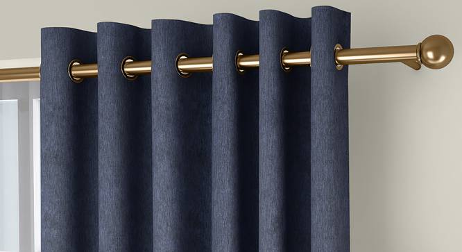 Amber Blackout Door Curtains - Set Of 2 (Blue, 112 x 274 cm  (44" x 108") Curtain Size) by Urban Ladder - Front View Design 1 - 324895