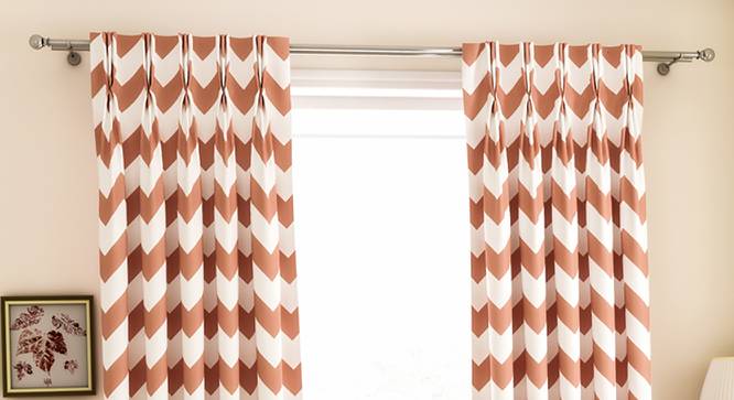 Chevron Window Curtains - Set Of 2 (112 x 152 cm  (44" x 60") Curtain Size, Baby Pink) by Urban Ladder - Design 1 Details - 324921