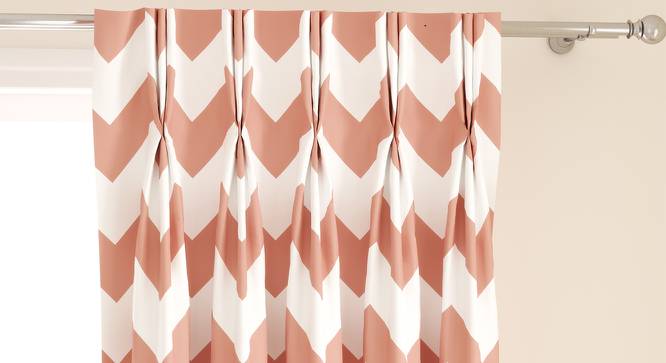 Chevron Window Curtains - Set Of 2 (112 x 152 cm  (44" x 60") Curtain Size, Baby Pink) by Urban Ladder - Design 1 Top View - 324922