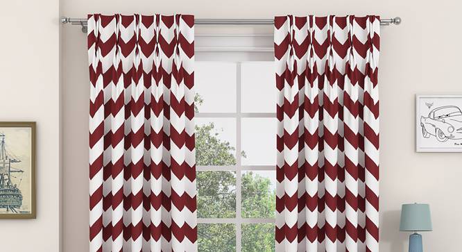 Chevron Window Curtains - Set Of 2 (Brick Red, 112 x 152 cm  (44" x 60") Curtain Size) by Urban Ladder - Design 1 Details - 324939