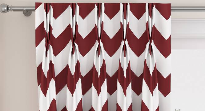 Chevron Window Curtains - Set Of 2 (Brick Red, 112 x 152 cm  (44" x 60") Curtain Size) by Urban Ladder - Design 1 Top View - 324940