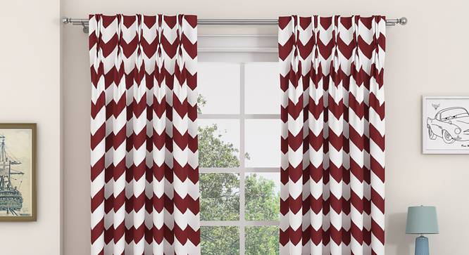 Chevron Door Curtains - Set Of 2 (Brick Red, 112 x 213 cm  (44" x 84") Curtain Size) by Urban Ladder - Design 1 Details - 324945