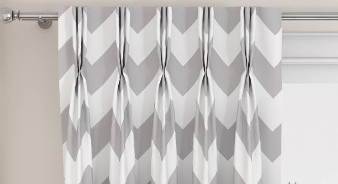 Chevron Window Curtains - Set Of 2 (Dark Grey, 112 x 152 cm  (44" x 60") Curtain Size) by Urban Ladder - Design 1 Top View - 324992