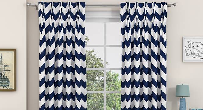 Chevron Window Curtains - Set Of 2 (Indigo, 112 x 152 cm  (44" x 60") Curtain Size) by Urban Ladder - Design 1 Details - 325009