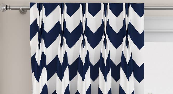 Chevron Window Curtains - Set Of 2 (Indigo, 112 x 152 cm  (44" x 60") Curtain Size) by Urban Ladder - Design 1 Top View - 325010