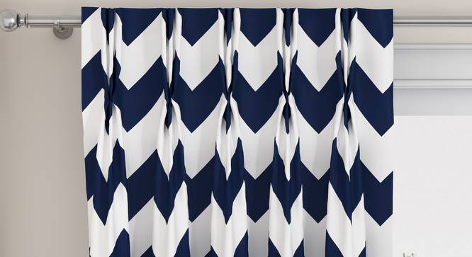 Chevron Door Curtains - Set Of 2 (Indigo, 112 x 213 cm  (44" x 84") Curtain Size) by Urban Ladder - Design 1 Top View - 325016