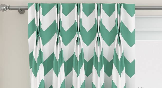 Chevron Door Curtains - Set Of 2 (112 x 213 cm  (44" x 84") Curtain Size, Light Green) by Urban Ladder - Design 1 Top View - 325050