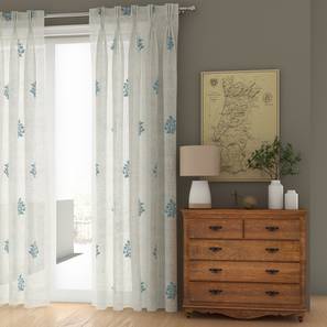 Curtain Label Design Blue Cotton Window Curtain