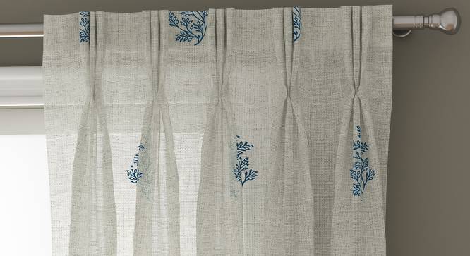 Jaisalmer Sheer Door Curtains - Set Of 2 (Blue, 112 x 213 cm  (44" x 84") Curtain Size) by Urban Ladder - Design 1 Top View - 325100