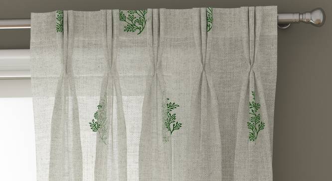 Jaisalmer Sheer Window Curtains - Set Of 2 (Green, 112 x 152 cm  (44" x 60") Curtain Size) by Urban Ladder - Design 1 Top View - 325130