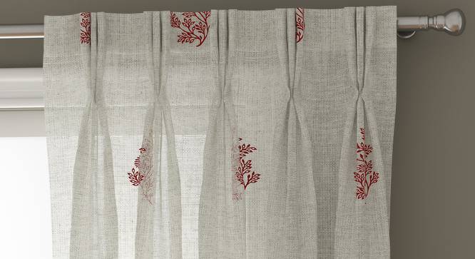 Jaisalmer Sheer Door Curtains - Set Of 2 (Maroon, 112 x 213 cm  (44" x 84") Curtain Size) by Urban Ladder - Design 1 Top View - 325154
