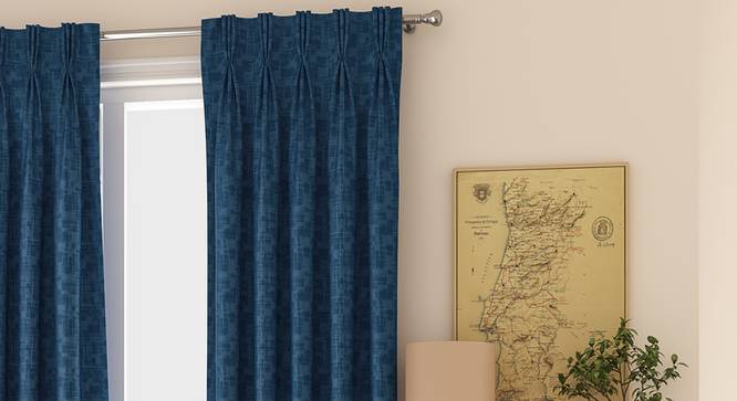 Arezzo Door Curtains - Set Of 2 (Navy Blue, 112 x 213 cm  (44" x 84") Curtain Size) by Urban Ladder - Design 1 Full View - 325183