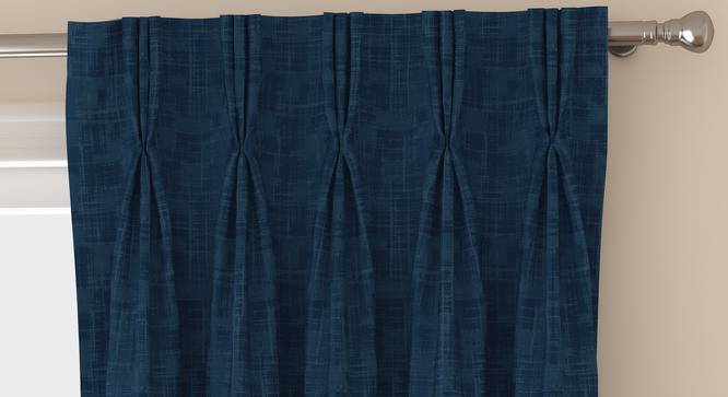 Arezzo Door Curtains - Set Of 2 (Navy Blue, 112 x 274 cm  (44" x 108") Curtain Size) by Urban Ladder - Front View Design 1 - 325189