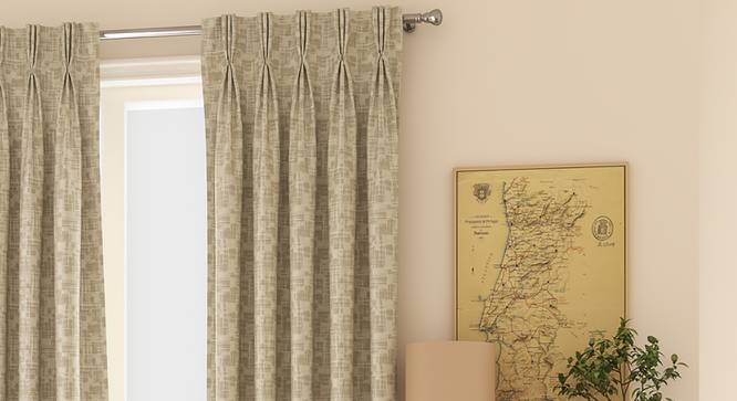 Arezzo Door Curtains - Set Of 2 (112 x 213 cm  (44" x 84") Curtain Size, OYSTER) by Urban Ladder - Design 1 Full View - 325199