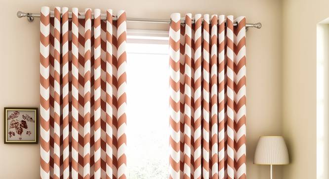 Chevron Window Curtains - Set Of 2 (112 x 152 cm  (44" x 60") Curtain Size, Baby Pink) by Urban Ladder - Design 1 Details - 325215