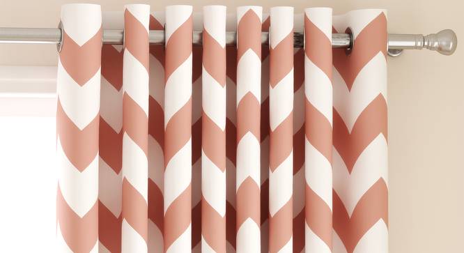 Chevron Window Curtains - Set Of 2 (112 x 152 cm  (44" x 60") Curtain Size, Baby Pink) by Urban Ladder - Design 1 Top View - 325216