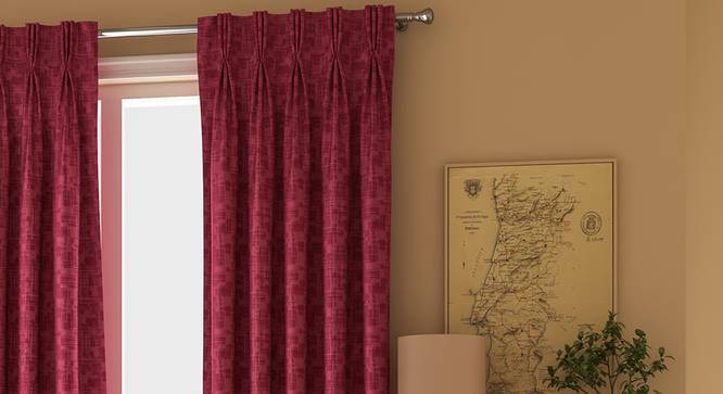 Arezzo Door Curtains - Set Of 2 (112 x 213 cm  (44" x 84") Curtain Size, PLUM) by Urban Ladder - Design 1 Full View - 325221