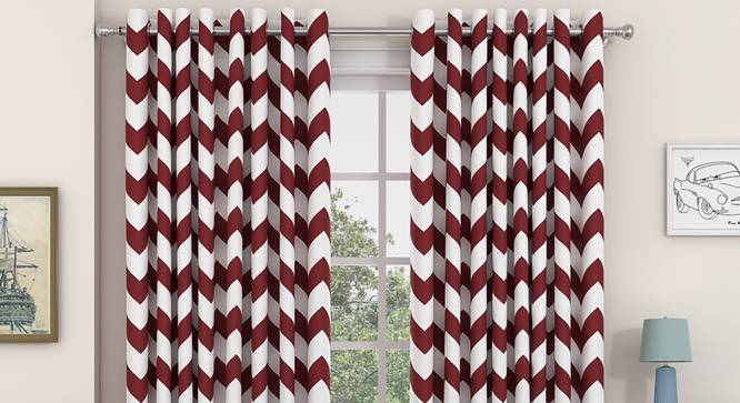 Chevron Window Curtains - Set Of 2 (Brick Red, 112 x 152 cm  (44" x 60") Curtain Size) by Urban Ladder - Design 1 Details - 325253