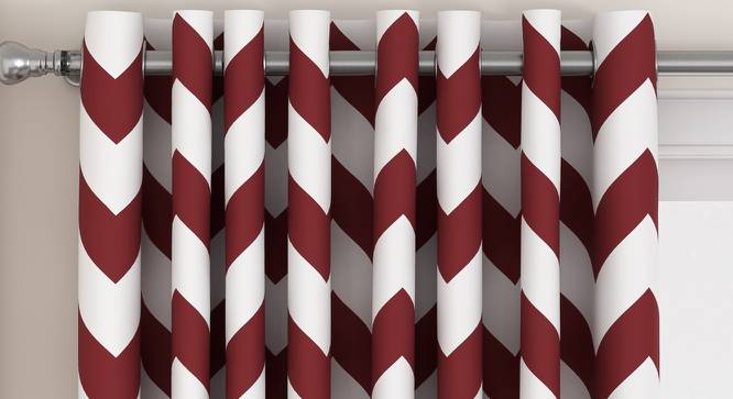 Chevron Window Curtains - Set Of 2 (Brick Red, 112 x 152 cm  (44" x 60") Curtain Size) by Urban Ladder - Design 1 Top View - 325254