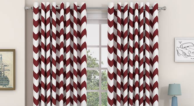 Chevron Door Curtains - Set Of 2 (Brick Red, 112 x 213 cm  (44" x 84") Curtain Size) by Urban Ladder - Design 1 Details - 325259