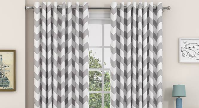 Chevron Window Curtains - Set Of 2 (Dark Grey, 112 x 152 cm  (44" x 60") Curtain Size) by Urban Ladder - Design 1 Details - 325289