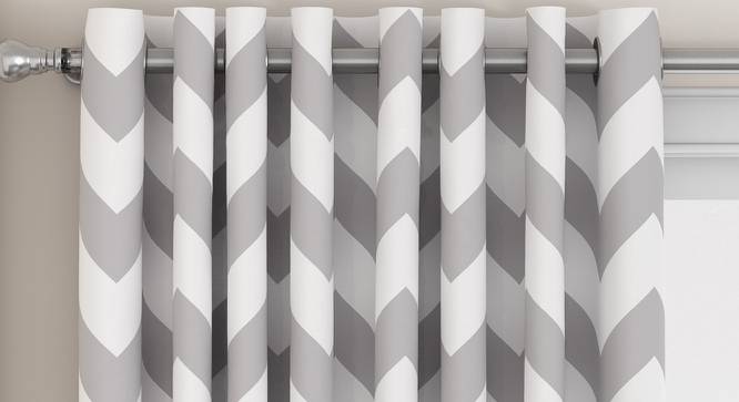 Chevron Door Curtains - Set Of 2 (Dark Grey, 112 x 274 cm  (44" x 108") Curtain Size) by Urban Ladder - Design 1 Top View - 325302