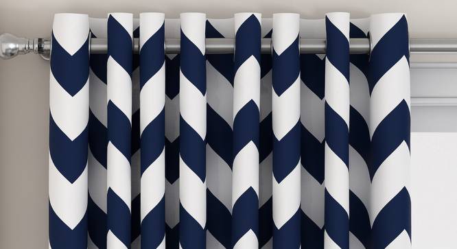 Chevron Window Curtains - Set Of 2 (Indigo, 112 x 152 cm  (44" x 60") Curtain Size) by Urban Ladder - Design 1 Top View - 325324